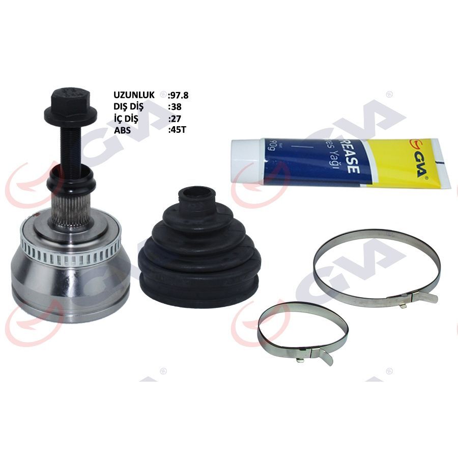 GVA AKS KAFASI DIŞ ÖN PASSAT 1.9TDI 01-05 ABS Lİ 45DİŞ 130HP AVF 38X27X59.5 97.5MM (8D0498099D)