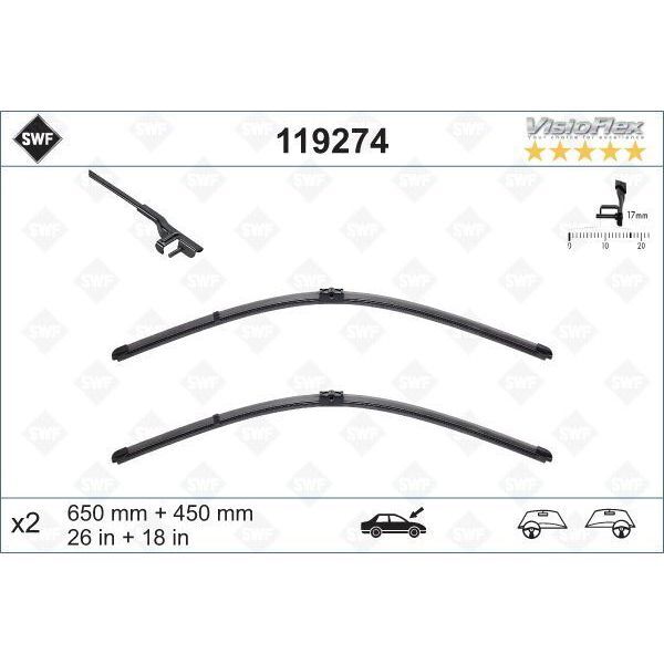 VALEO SILECEK SUPURGESI TAKIMI 650MM / 450MM BMW F10 F11 SWF (61612458016)