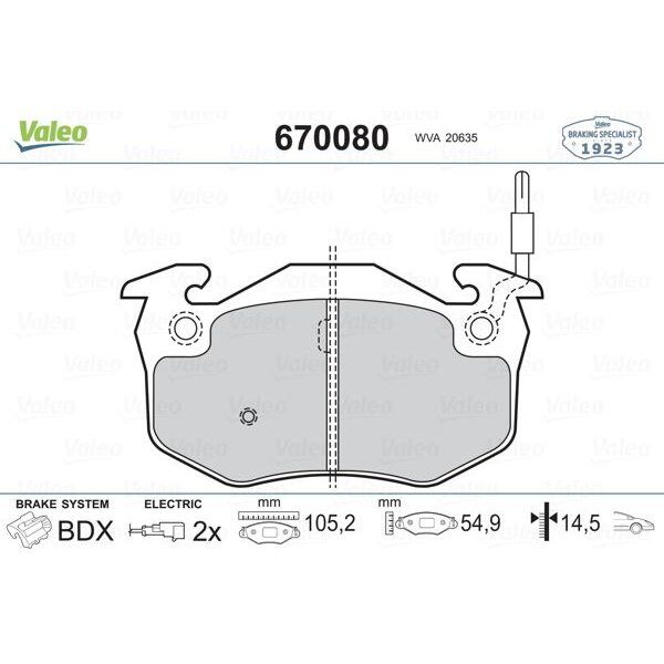 VALEO ÖN BALATA RENAULT R5 72 85 CLIO I 91 98 EXPRESS 85 92 TWINGO I 93 07 FİŞLİ FTE (7701203842)