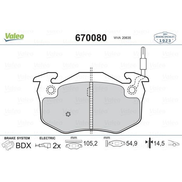 VALEO ÖN BALATA RENAULT R5 72 85 CLIO I 91 98 EXPRESS 85 92 TWINGO I 93 07 FİŞLİ FTE (7701203842)