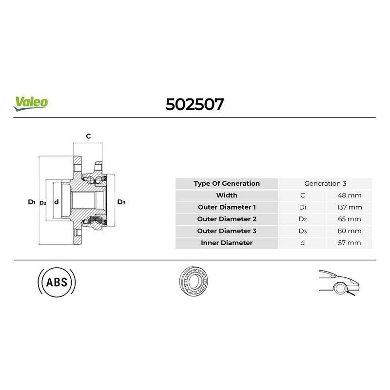 VALEO ON TEKERLEK PORYASI VW CADDY 1.9 2004-02-2010-08> (1K0498621)