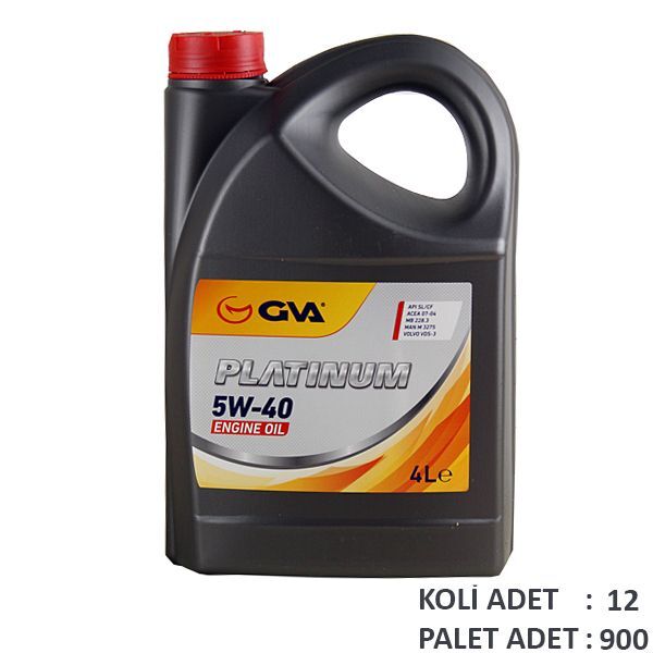 GVA MOTOR YAĞI 5W40 4 LT PLATINUM TAM SENTETİK API SL/CF (5W40)