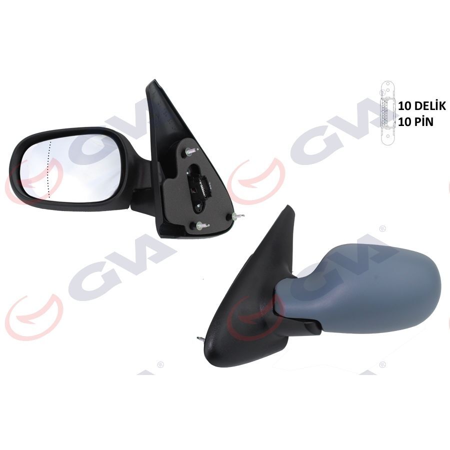 GVA DIŞ DİKİZ AYNASI SOL MEGANE 99> ELEKTRİKLİ ISITMALI ASTARLI ASFERİK 5 FİŞ VM-129EHPAL (7700431469)