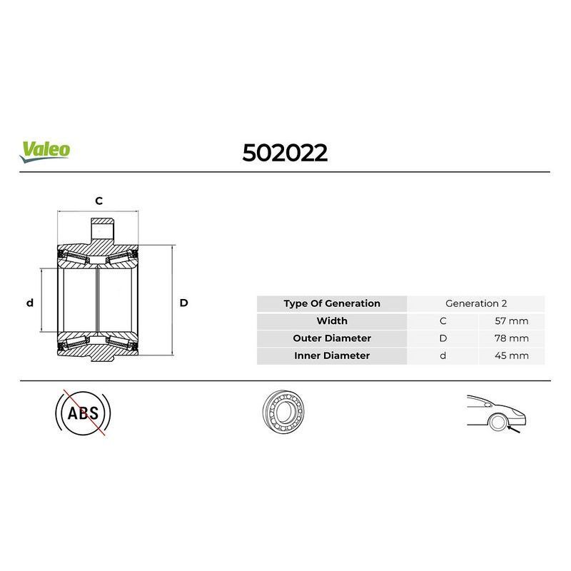 VALEO ÖN TEKER RULMANI ALÇAK TAVAN TRANSIT V347-V348 2.2 TDCI-2.4 TDCI 06 45X117X57 ABS SİZ 5 BİJON (1377907)