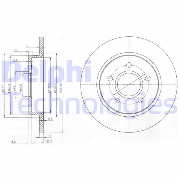 DELPHI ARKA FREN DISK AYNASI FOCUS II 04 C MAX 07 1.6TI 16V 1.6TDCI 1.8 MAZDA III 03 OLCU 265 11 5 BIJON (3M512A315AB)