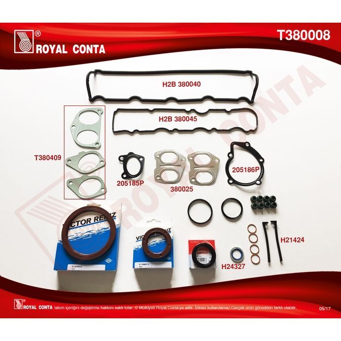 ROYAL MOTOR TAKIM CONTA KEÇELİ LASTİKLİ PARTNER-BERLINGO-C15-JUMPY-XSARA 1.9 DW8 (0197.X6)