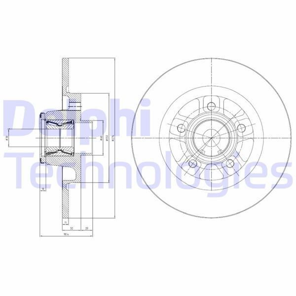 DELPHI FREN DISKI ARKA MERCEDES CITAN W415 13 21 . RENAULT KANGOO II 08 274X11X5DL RULMANLI (432025057R)