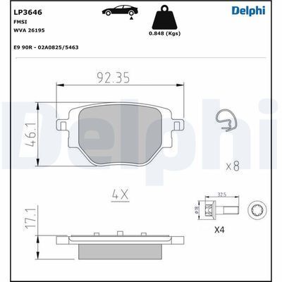 DELPHI ARKA FREN BALATASI CORSA F 19> C4 20> 2008 19> 208 19> 249 MM (1664737180)