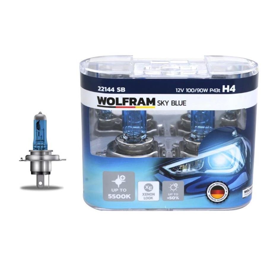 WOLFRAM AMPUL 12V H4 100/90 P43T SKY BLUE BEYAZ IŞIK