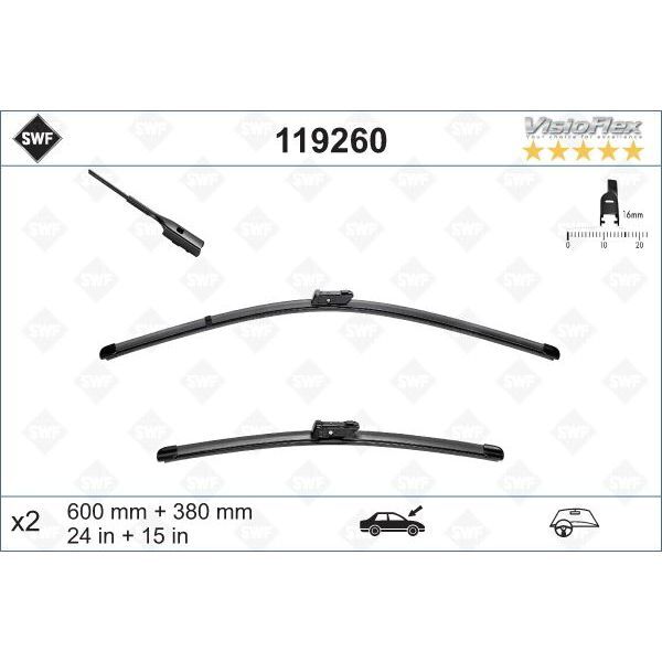 VALEO SİLECEK SÜPÜRGESİ ÖN POLO-TOLEDO-RAPID-A1 2010 600 X 380 MM (6R1955425A)