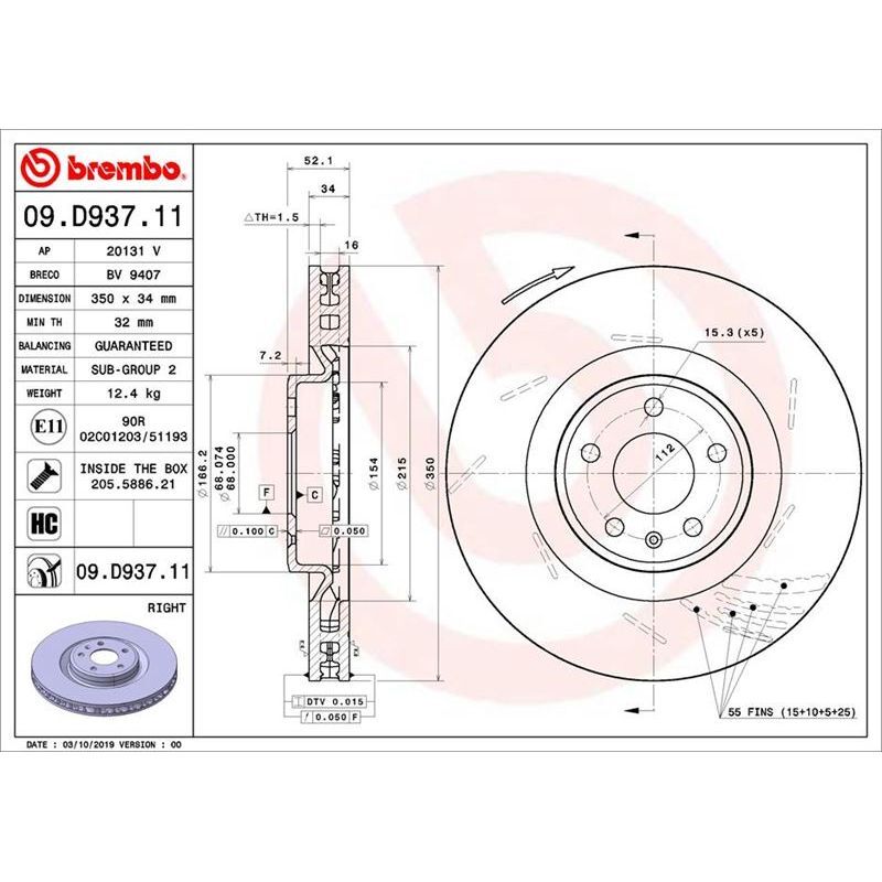 BREMBO ÖN FREN DİSKİ. MACAN. SAĞ. 2014> (95B615302)