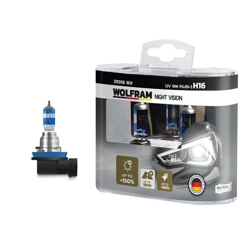 WOLFRAM AMPUL 12V H16 19 PGJ19-3 NIGHT VISION 150 FAZLA 20 BEYAZ IŞIK