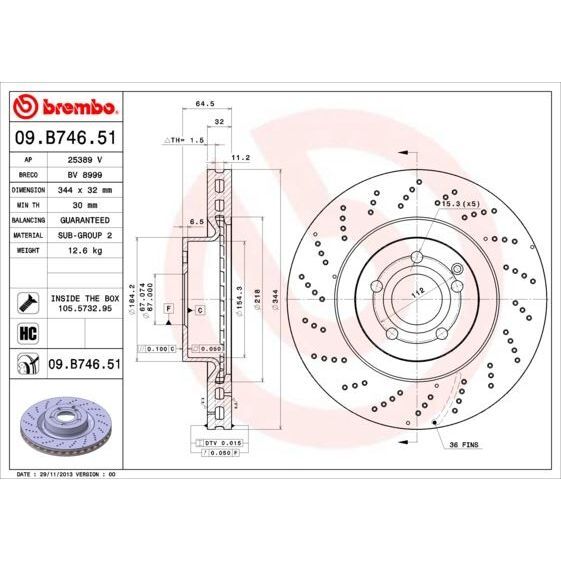 BREMBO FREN DISKI ON MERCEDES W212 S212 C207 A207 C204 (A0004211512)