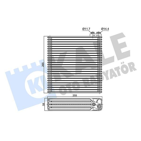 KALE RADYATOR EVAPORATOR TOYOTA COROLLA 1.4-1.6 2.0D-4D 01-08 BRAZING AL/AL 255X265X58 (8850102060)