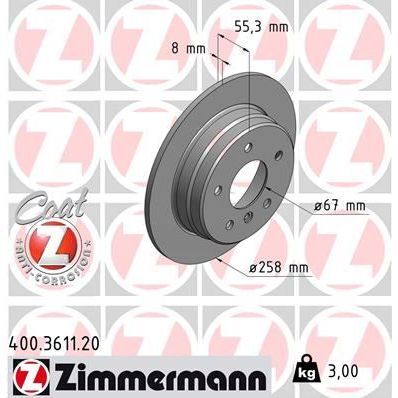 ZIMMERMANN FREN DISKI ARKA MERCEDES W168 W414 (A1684230212)
