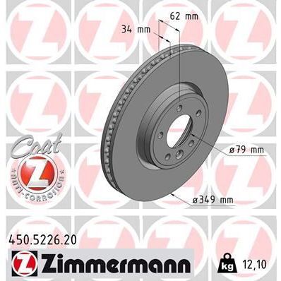 ZIMMERMANN FREN DISKI ON LAND ROVER DISCOVERY L462 RANGE ROVER SPORT L494 L405 (LR081594)