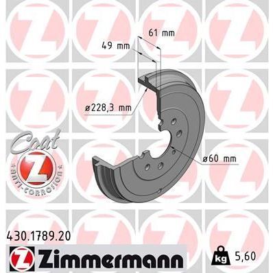 ZIMMERMANN ARKA KAMPANA CORSA D 07 CORSA E 14 ADAM 13 PUNTO-GRANDE PUNTO 05 274X228X61X48X4DL 14 İNÇ 51901444-51901443-55703043 (55701380)