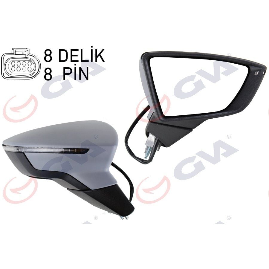 GVA DIŞ DİKİZ AYNASI SAĞ LEON 12 ELEKTRİKLİ KATLANIR ISITMALI SENSÖRLÜ SİNYALLİ ASTARLI KONVEKS VM-367EBR (5F1857508P)