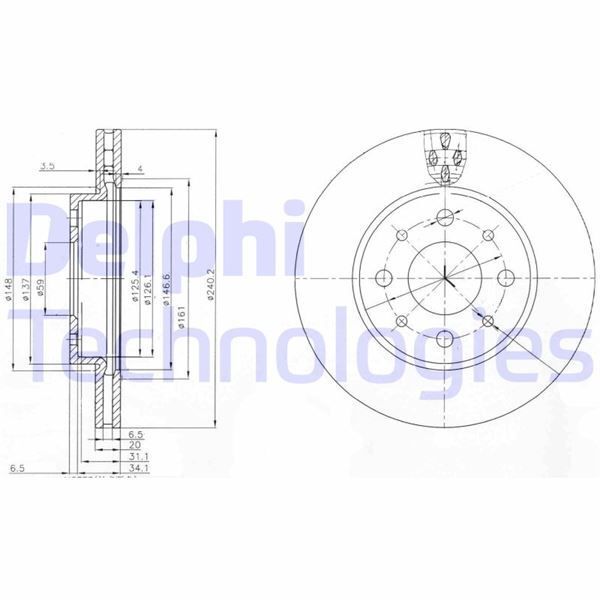 DELPHI ON FREN DISKI FIAT 500 08 500C 09 PANDA 12 FORD KA 1.3 TDCİ 09 0.9-1.2-1.4-1.3DMTJ 240.5 (46788929)