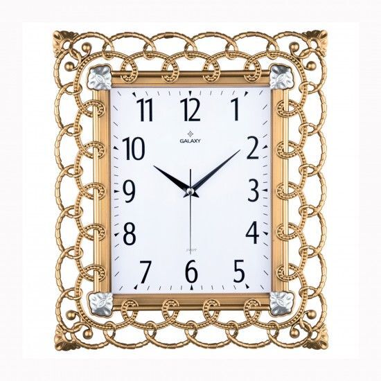 SAAT DUVAR SAATİ ALTIN SARISI ÇERÇEVE ÇAP:32.3CMX 37.5CM PVC KADRAN SESSİZ AKAR MAKİNE MİNERAL CAM AKRİLİK BOYALI 2 RENK ABS KASA KADRAN BASKI ALANI: 105X170MM KADRAN ÖLÇÜSÜ: 190X241MM (AG)